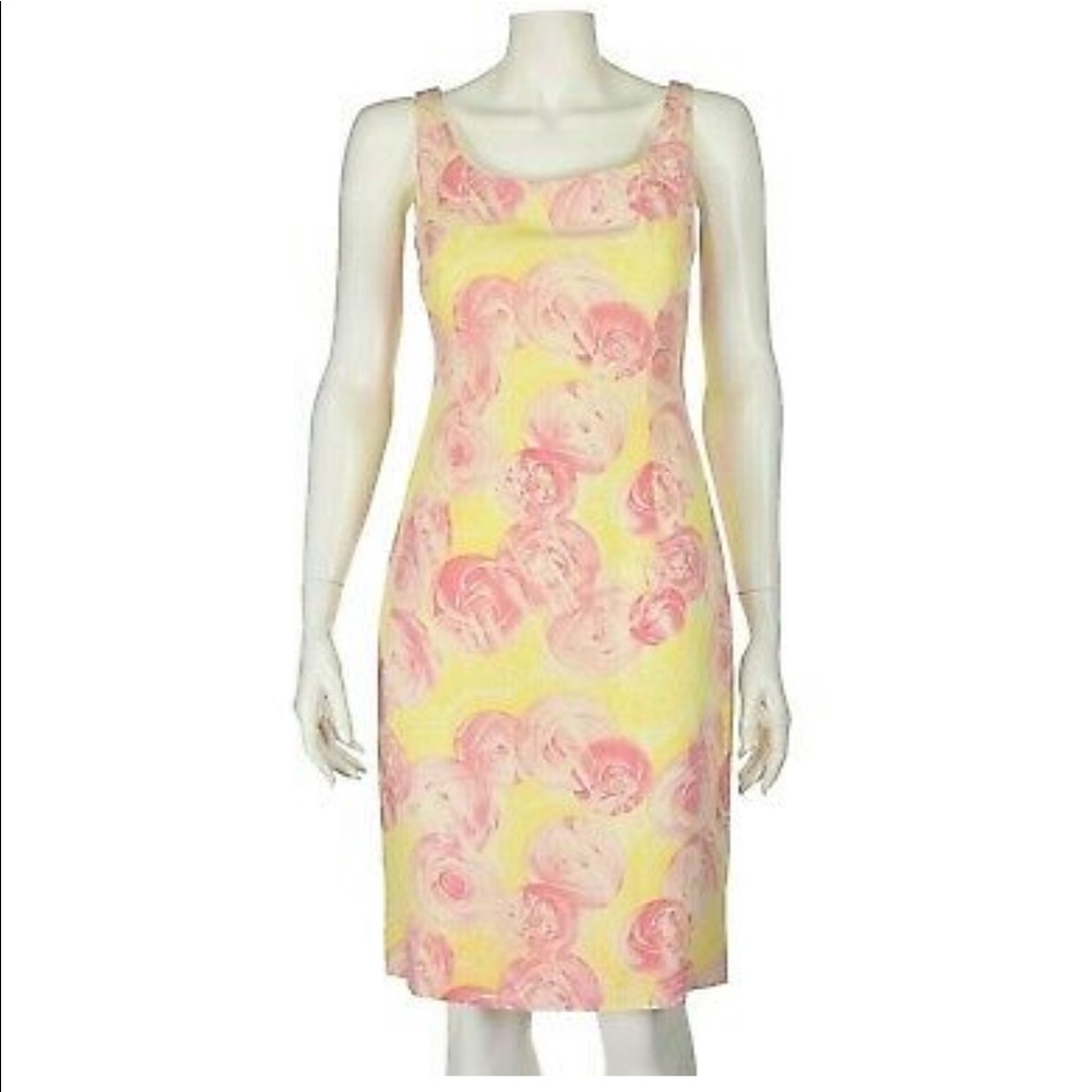 Escada pink roses sheath dress